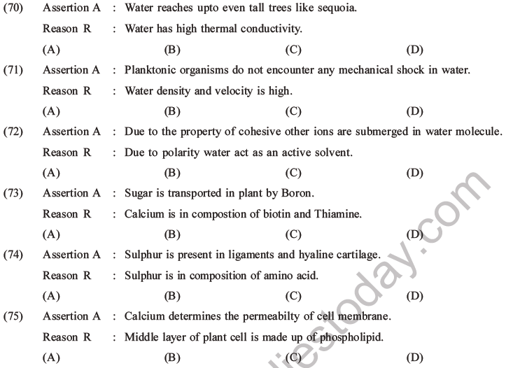 NEET Biology Biomolecules MCQs Set C, Multiple Choice Questions